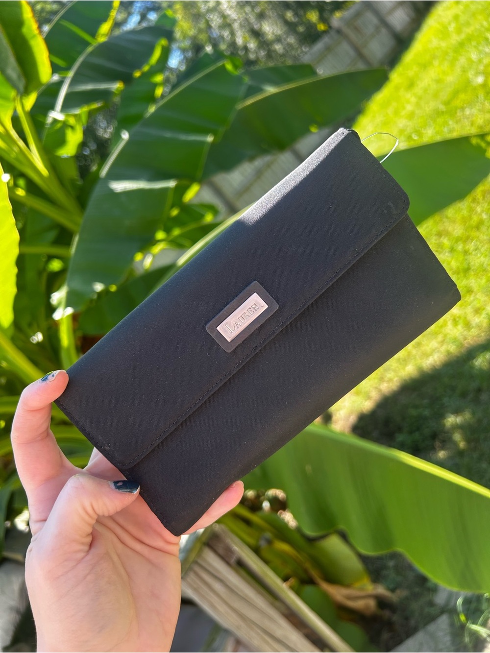 Vtg Lauren Ralph Lauren Sleek Black Wallet Checkbook NWT
